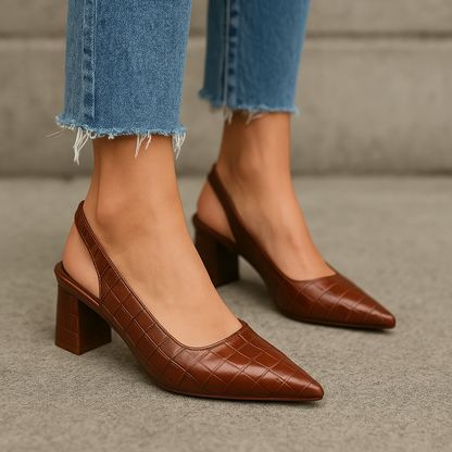Zapatos Tacón Mujer de Piel Diseño Punta Afilada Comodos