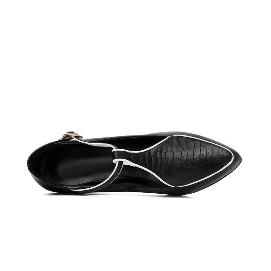 Zapatos Mujer Décolleté Piel T-Bar Elegante