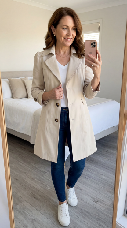 Abrigo Trench Mujer Ligero Vintage Versátil