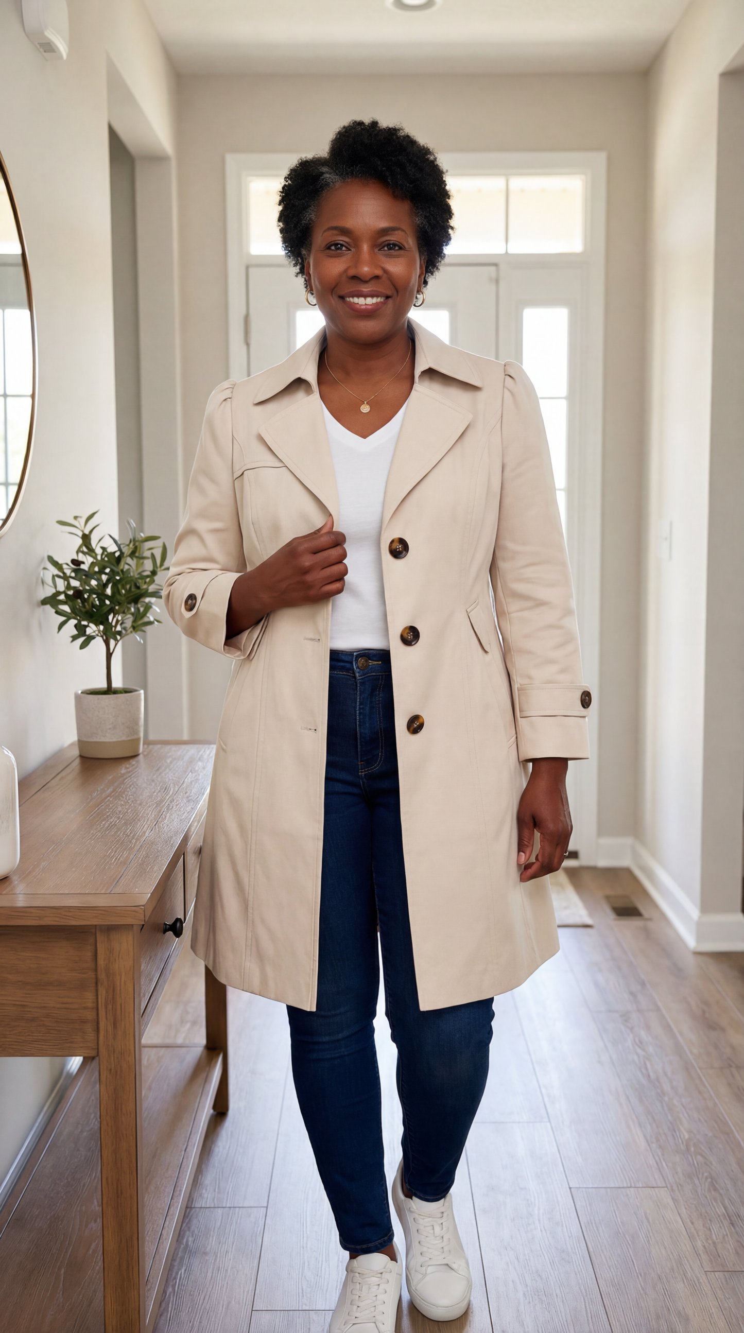 Abrigo Trench Mujer Ligero Vintage Versátil