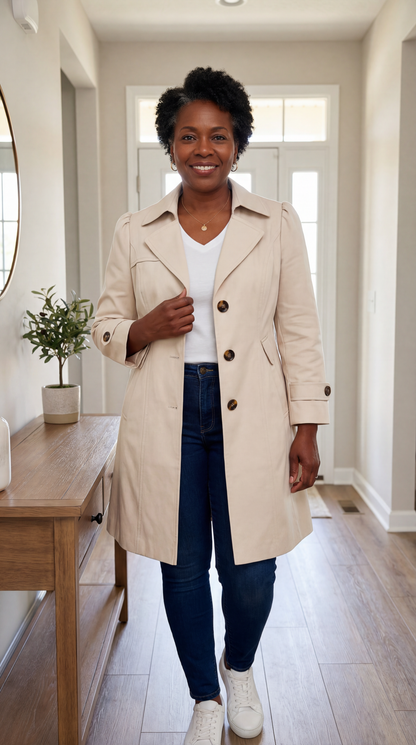 Abrigo Trench Mujer Ligero Vintage Versátil