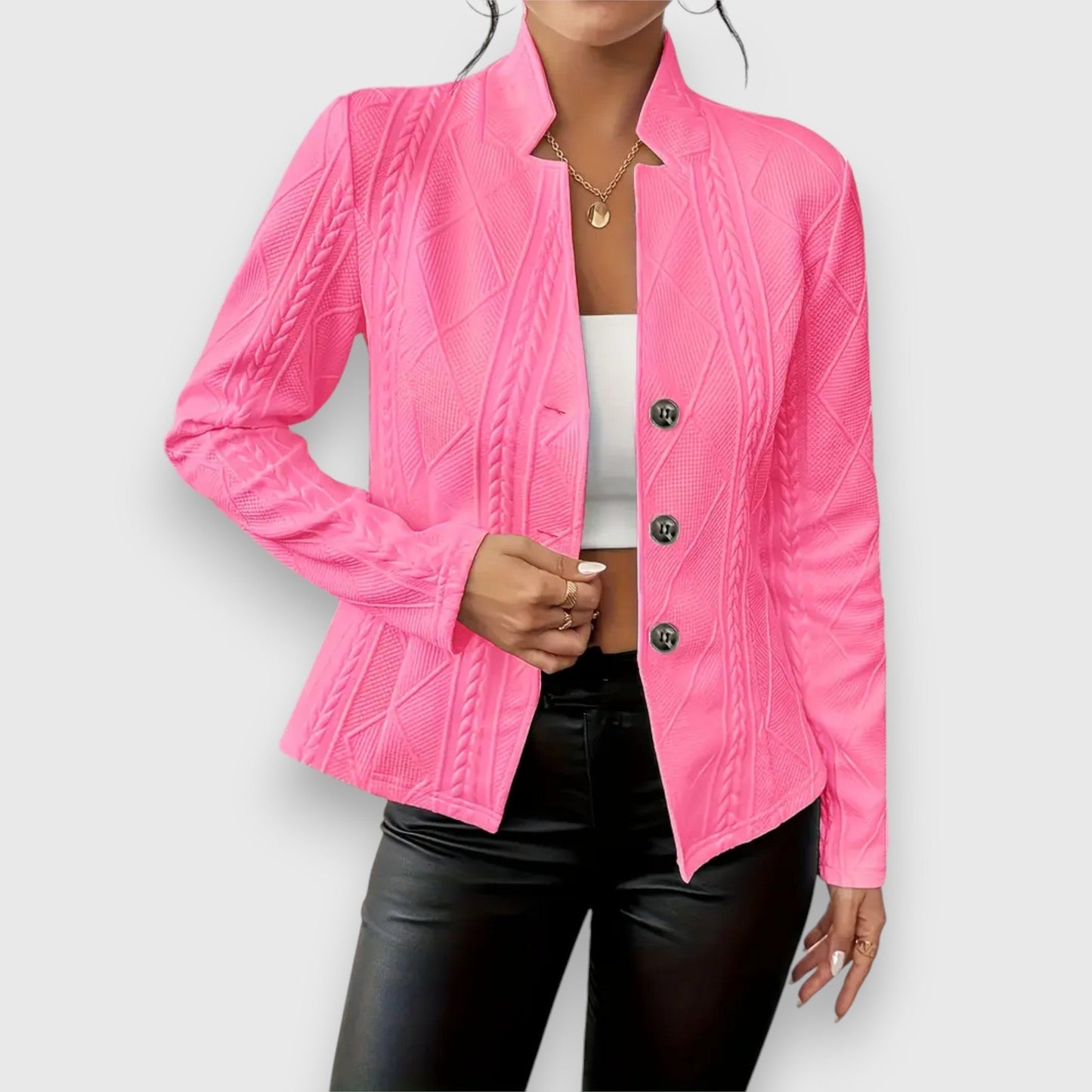 Blazer Mujer con Textura Estructurada Corte Entallado