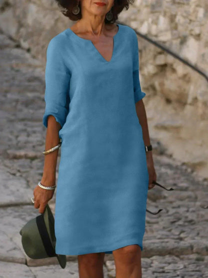 Vestido Mujer Elegante Escote en V para Invitada Boda