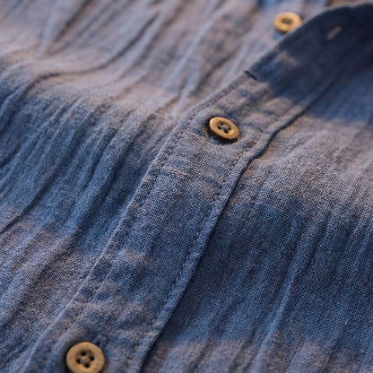 Camisa Hombre Manga Corta Textura Arrugada Corte Holgado