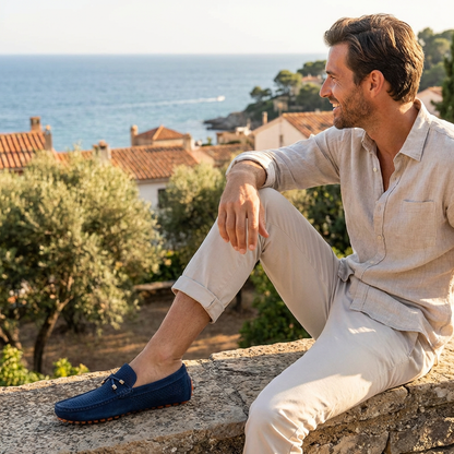 Mocasines Hombre Piel Detalle Perforado Lazo Decorativo