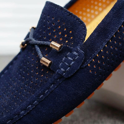 Mocasines Hombre Piel Detalle Perforado Lazo Decorativo