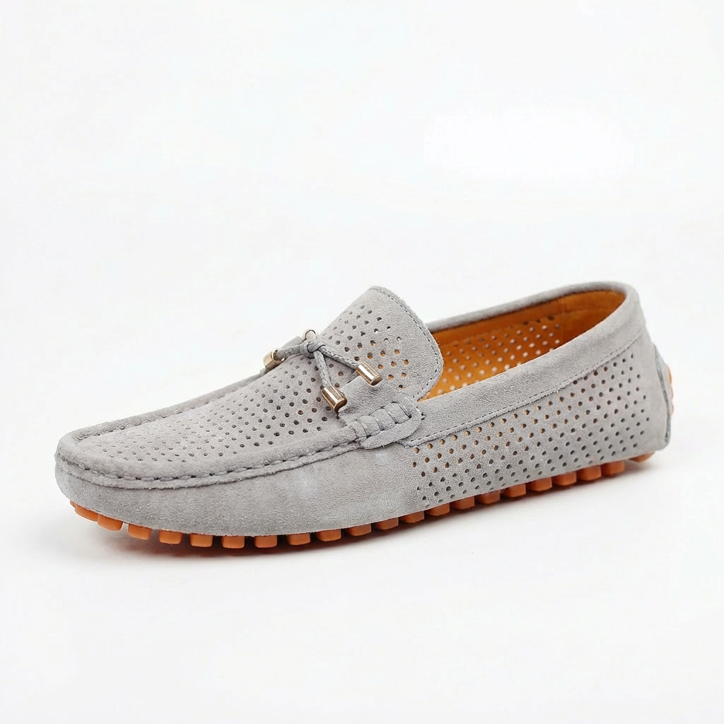 Mocasines Hombre Piel Detalle Perforado Lazo Decorativo