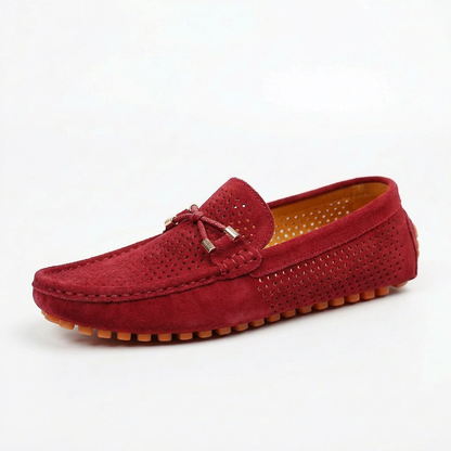 Mocasines Hombre Piel Detalle Perforado Lazo Decorativo