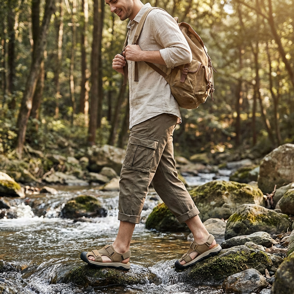 Sandalias Hombre Puntera Cerrada Suela Trekking Outdoor
