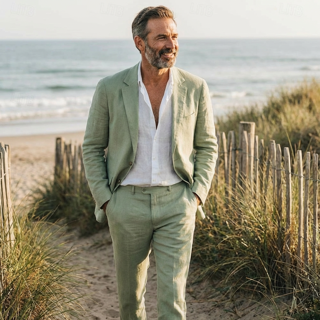 Traje Hombre Dos Piezas Corte Relajado Solapa Clasica