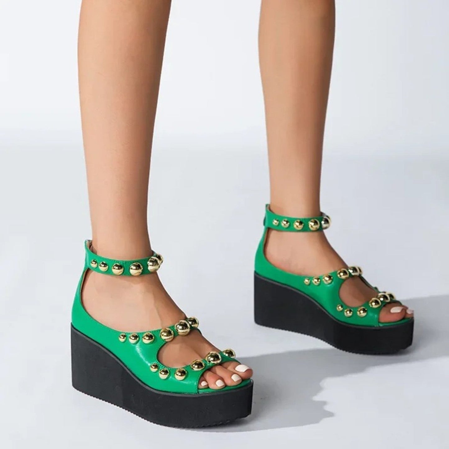 Sandalias Mujer Suela Gruesa Efecto Plisado