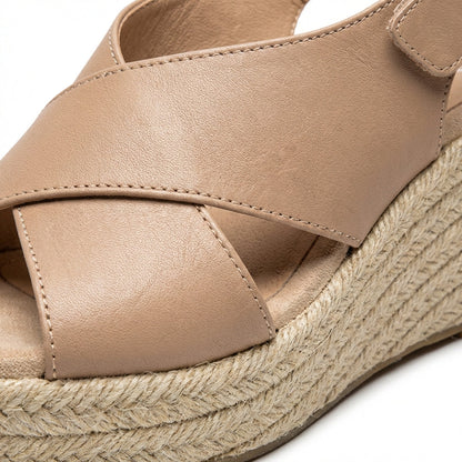 Sandalias Mujer Cuña Esparto Tiras Cruzadas
