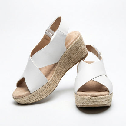 Sandalias Mujer Cuña Esparto Tiras Cruzadas