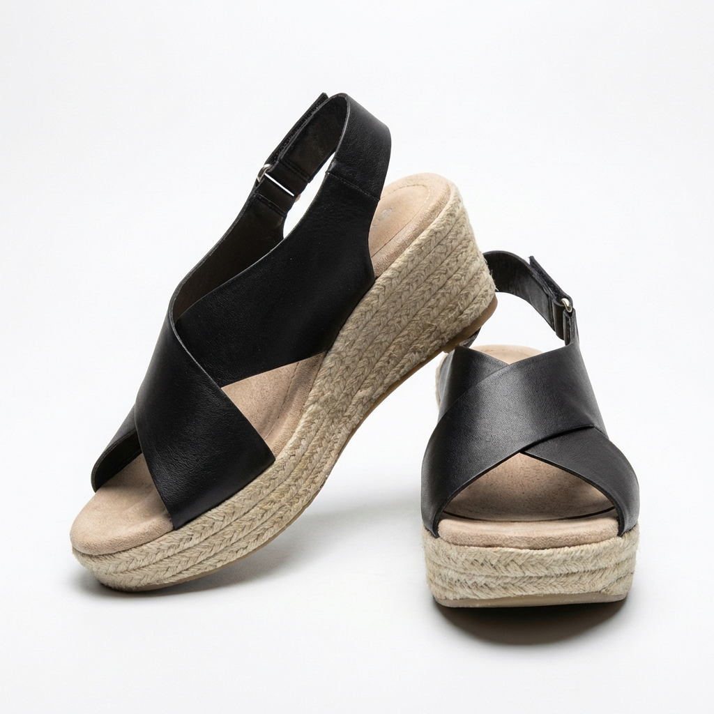 Sandalias Mujer Cuña Esparto Tiras Cruzadas