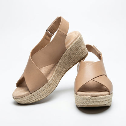 Sandalias Mujer Cuña Esparto Tiras Cruzadas - Mavetta
