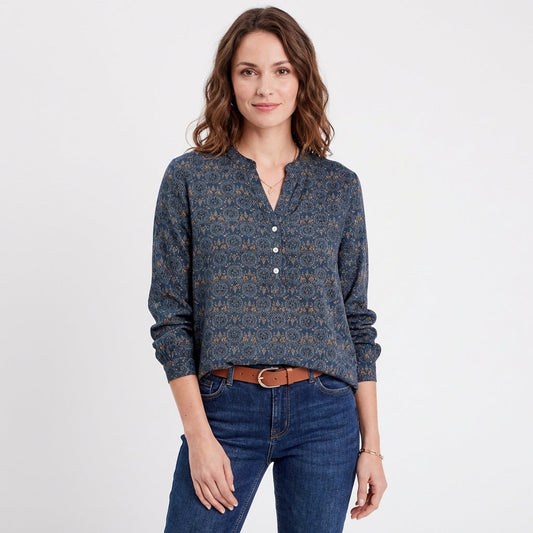 Blusa Mujer Estampada Cuello Mao Manga Larga - Mavetta