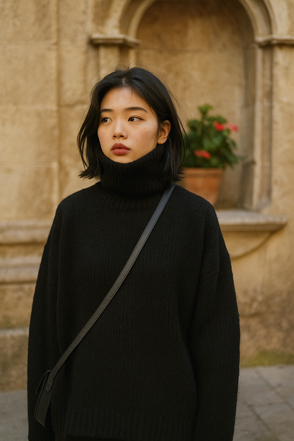Jersey Mujer Holgado Cuello Alto Suave