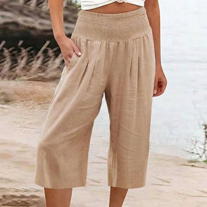 Pantalones Capri Mujer Ligeros Cintura Elástica