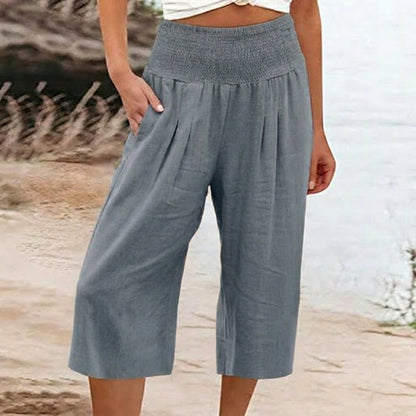 Pantalones Capri Mujer Ligeros Cintura Elástica