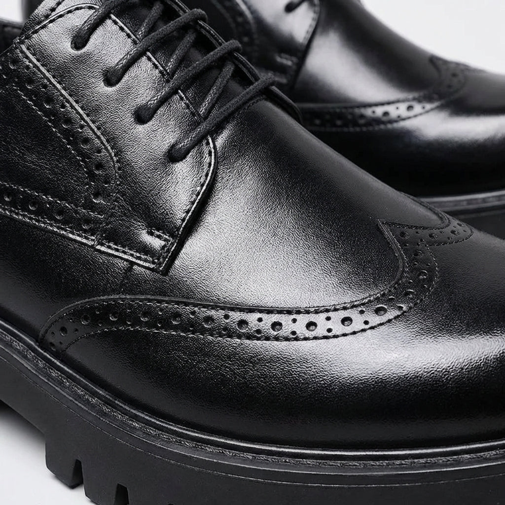 Zapatos Brogue Hombre Cuero Suela Gruesa