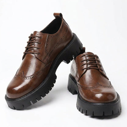 Zapatos Brogue Hombre Cuero Suela Gruesa