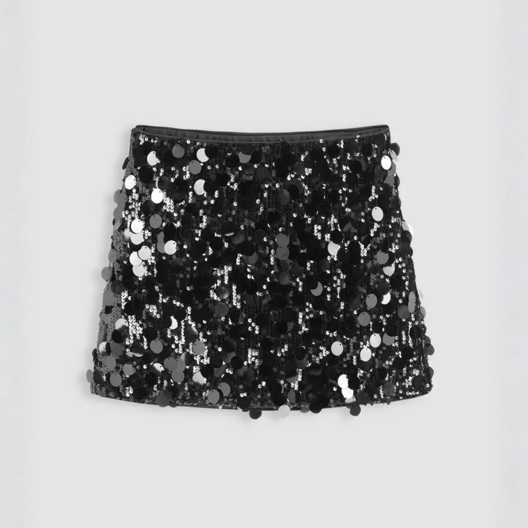 Falda Corta Mujer de Lentejuelas Entallada Mini
