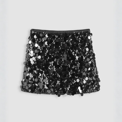 Falda Corta Mujer de Lentejuelas Entallada Mini