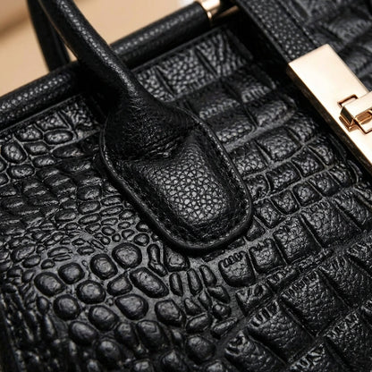 Bolso de Mano Mujer Grabado Cocodrilo Estructura Rigida