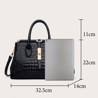 Bolso de Mano Mujer Grabado Cocodrilo Estructura Rigida
