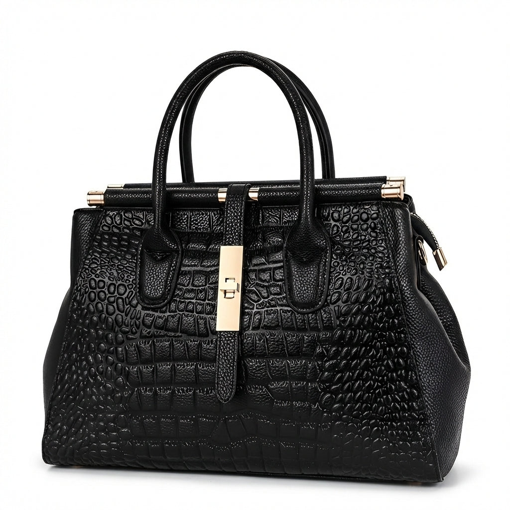 Bolso de Mano Mujer Grabado Cocodrilo Estructura Rigida - Mavetta