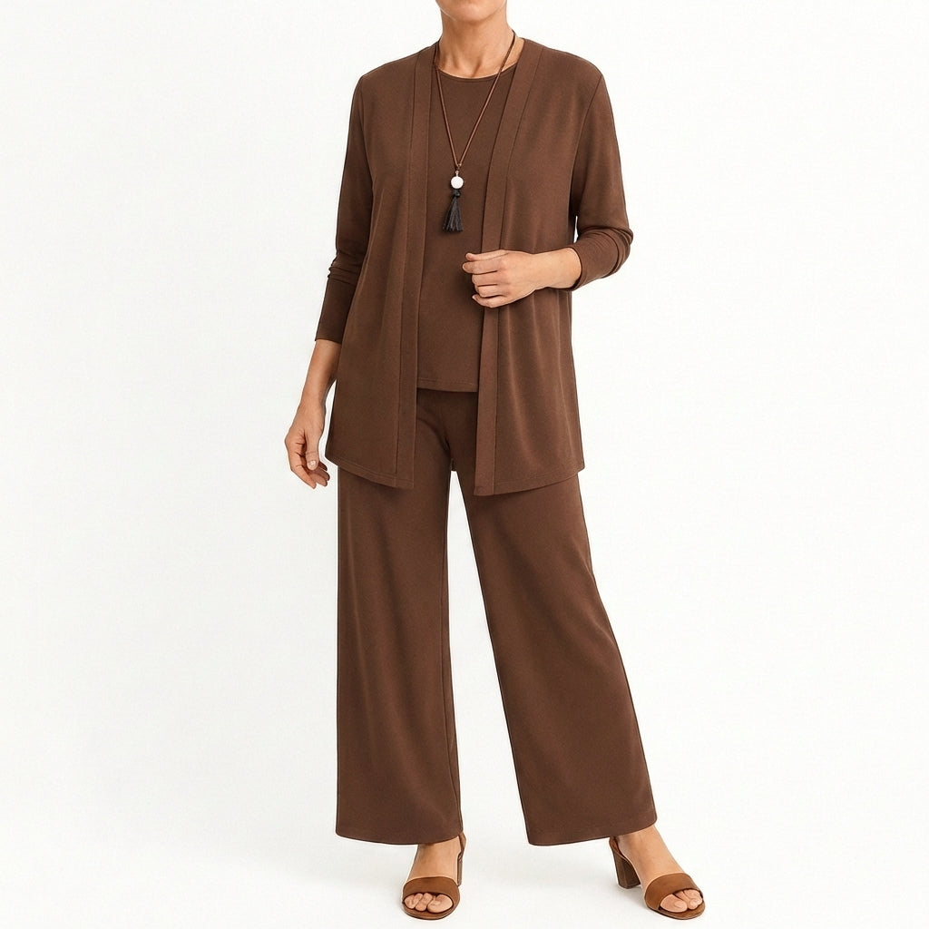 Conjunto Mujer Tres Piezas Pantalón Ancho Comodo