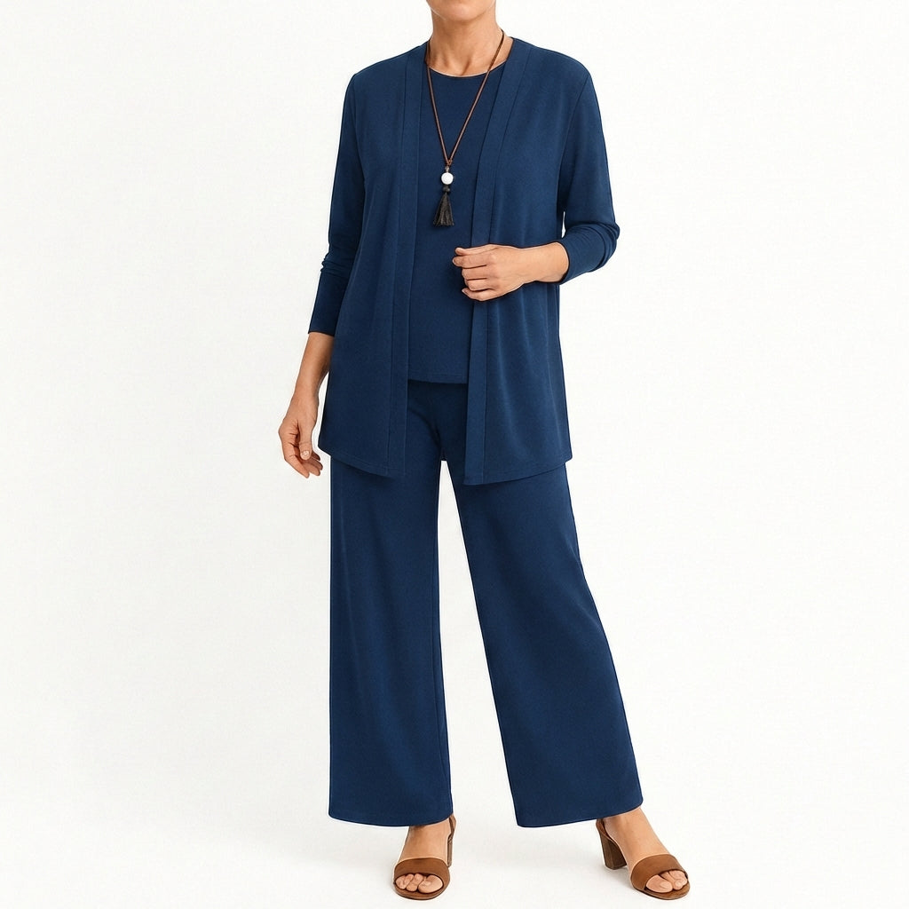 Conjunto Mujer Tres Piezas Pantalón Ancho Comodo
