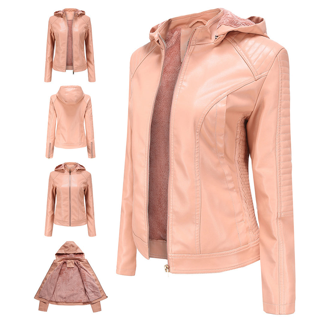 Chaqueta Mujer de Cuero Versátil Corte Ajustado