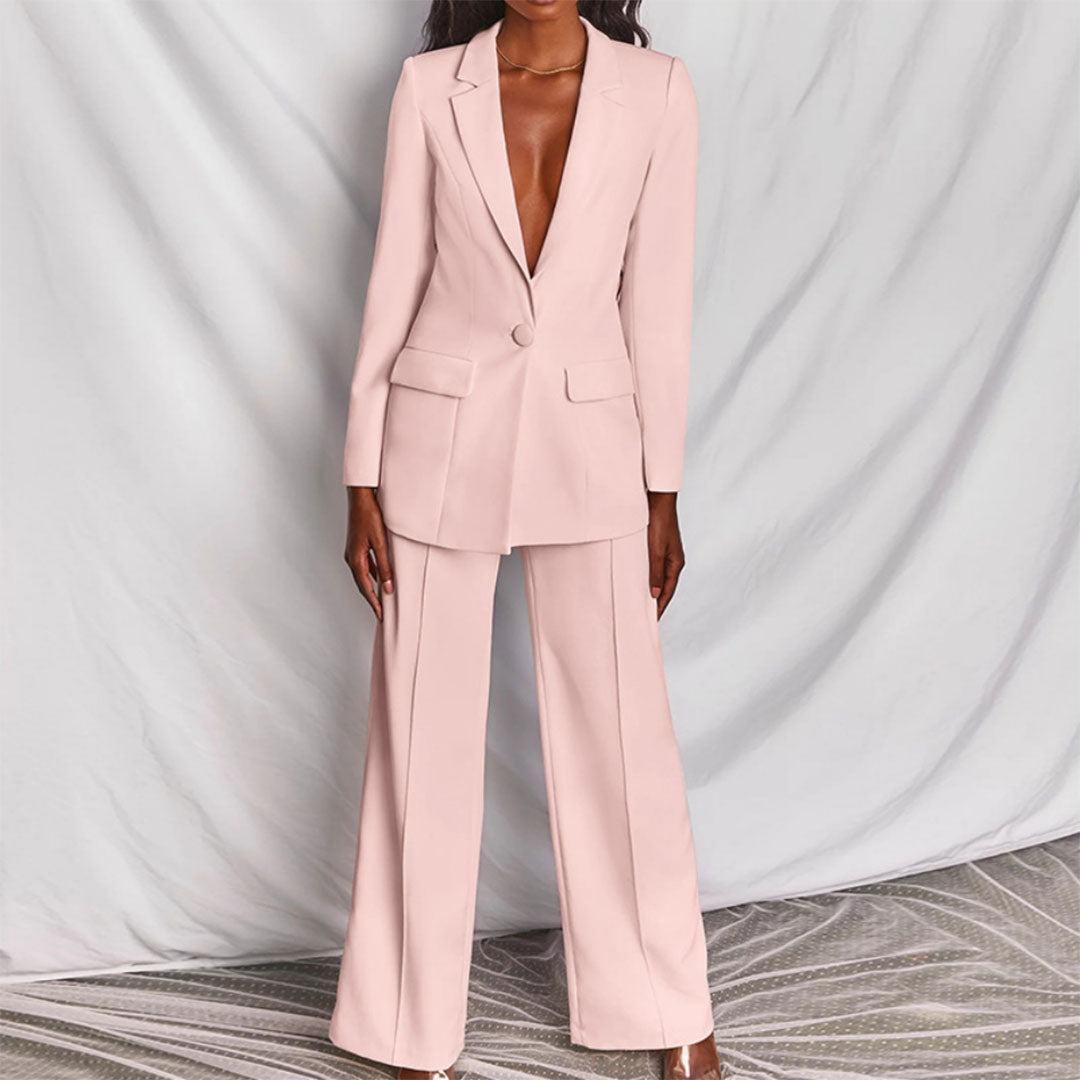 Conjunto Mujer de Dos Piezas Blazer y Pantalón Casual Elegante