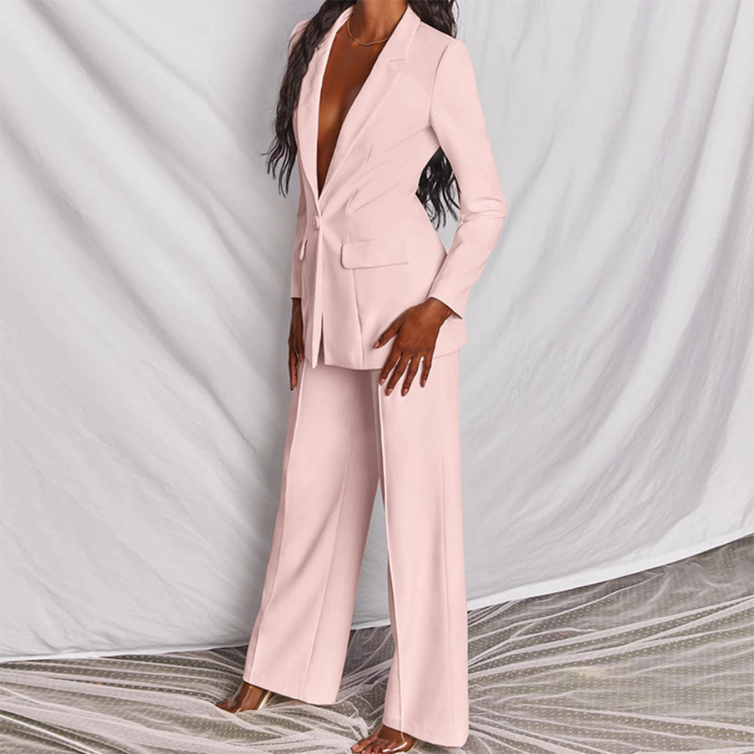 Conjunto Mujer de Dos Piezas Blazer y Pantalón Casual Elegante