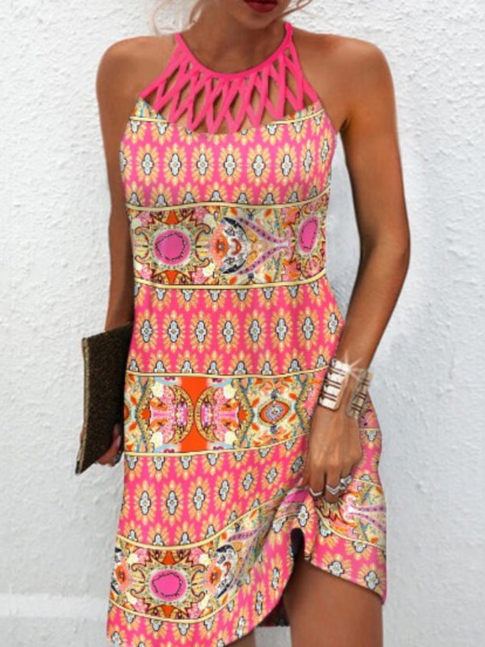 Vestido Halter Mujer de Tela Ligera Ajuste Slim - Mavetta