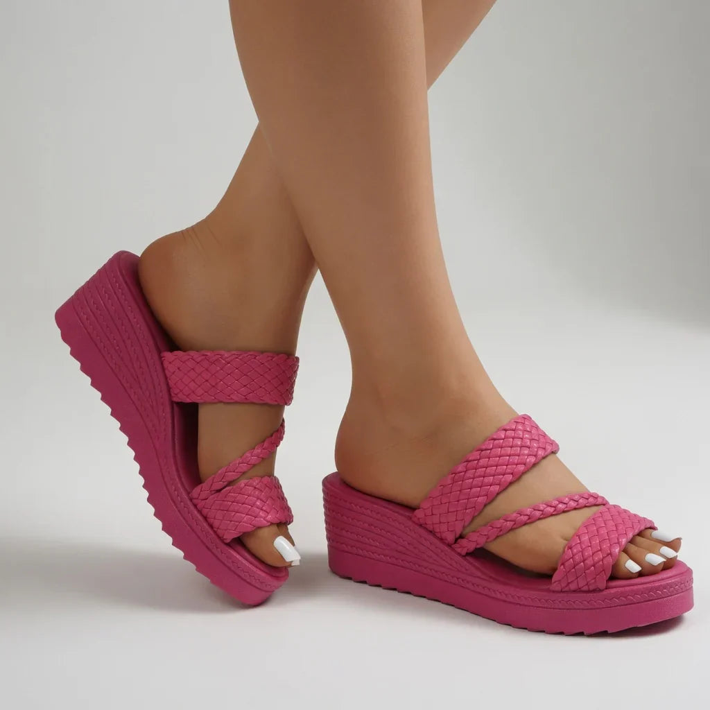 Sandalias Mujer con Cuña y Diseño Trenzado