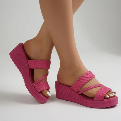 Sandalias Mujer con Cuña y Diseño Trenzado
