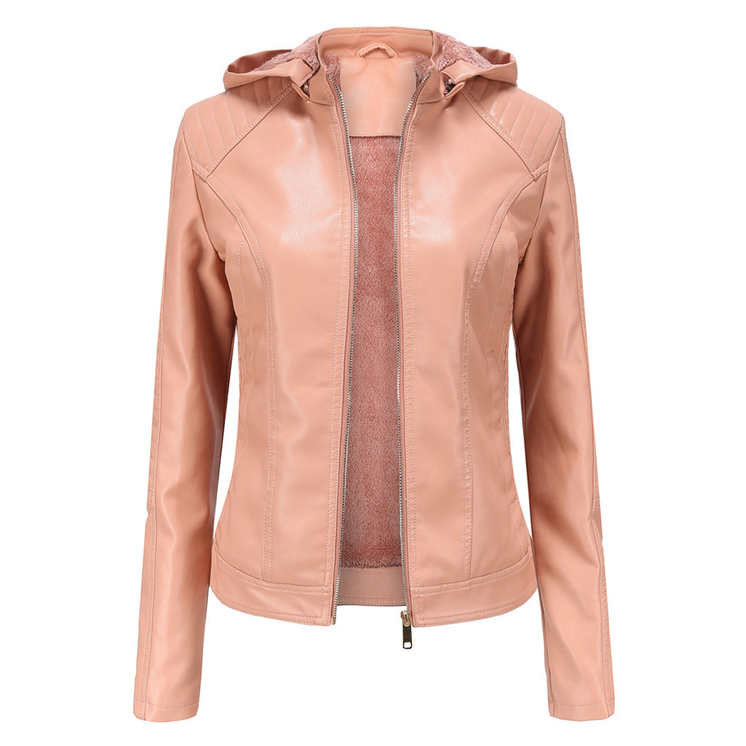 Chaqueta Mujer de Cuero Versátil Corte Ajustado