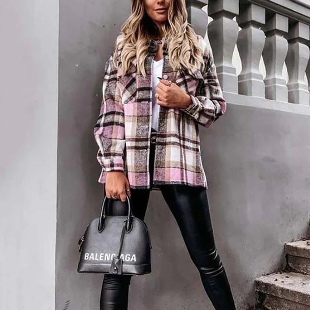 Chaqueta Mujer de Cuadros Cálida y Ajuste Confortable