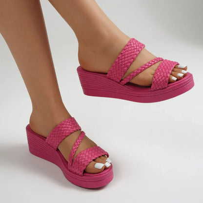 Sandalias Mujer con Cuña y Diseño Trenzado