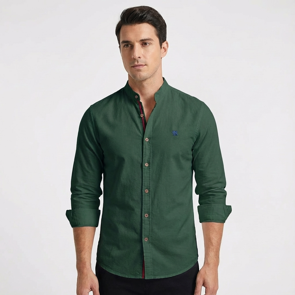 Camisa Hombre Algodón Entallada Manga Larga