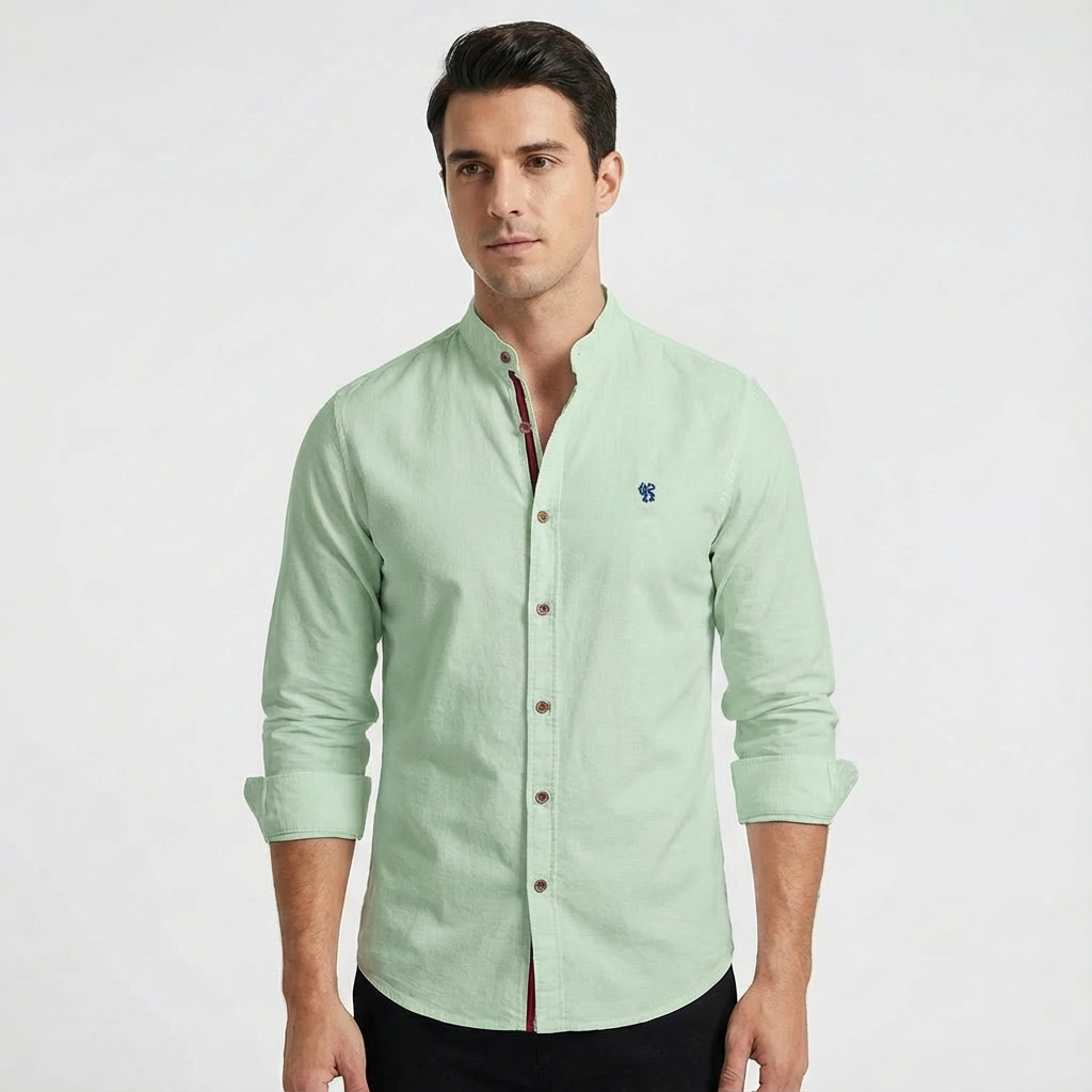 Camisa Hombre Algodón Entallada Manga Larga