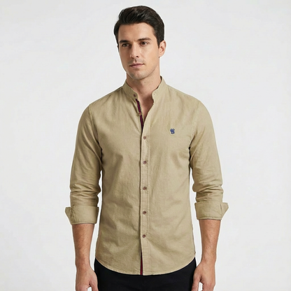 Camisa Hombre Algodón Entallada Manga Larga