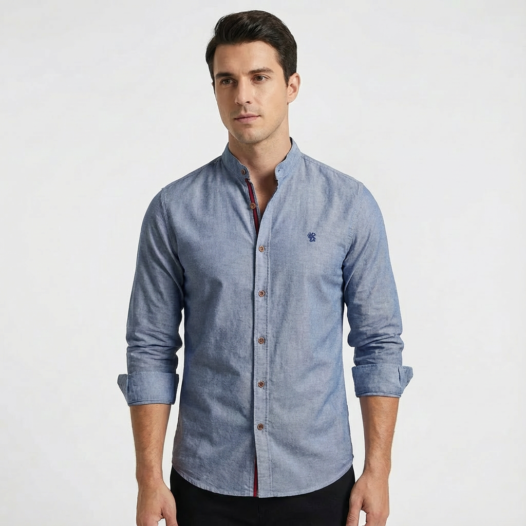 Camisa Hombre Algodón Entallada Manga Larga