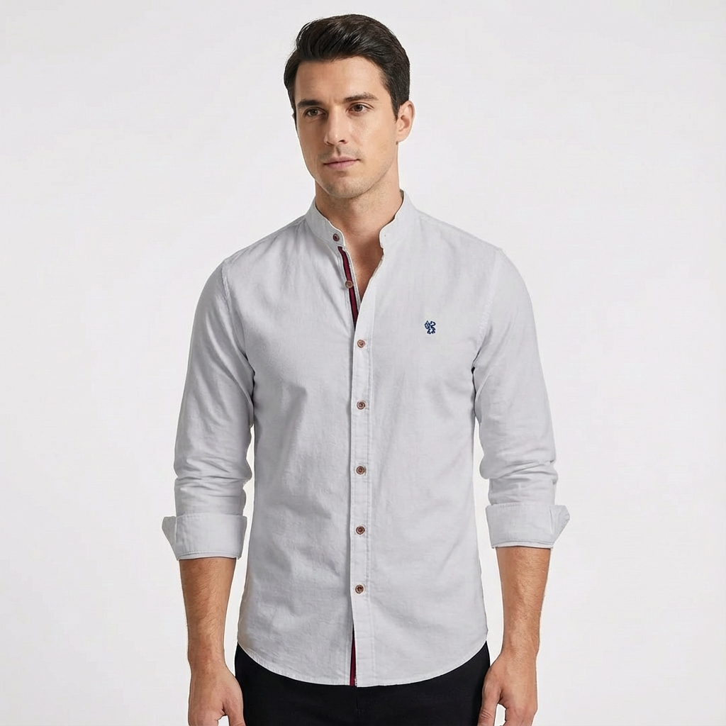 Camisa Hombre Algodón Entallada Manga Larga