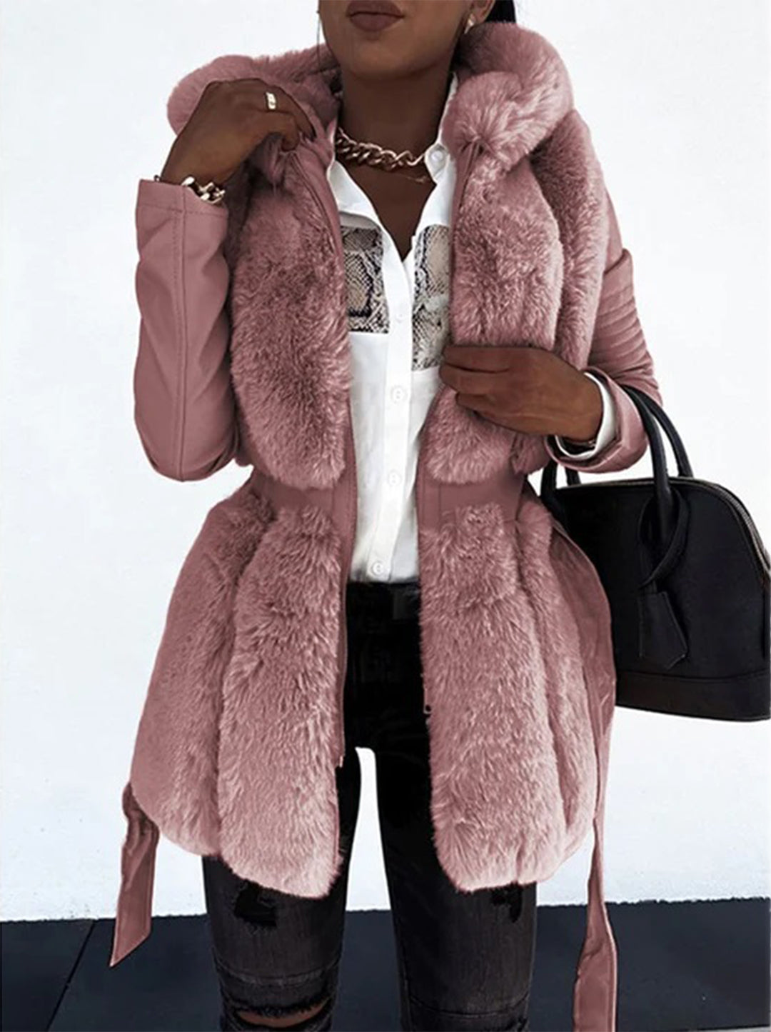 Abrigo Mujer Media Longitud Invierno Ajuste Elegante