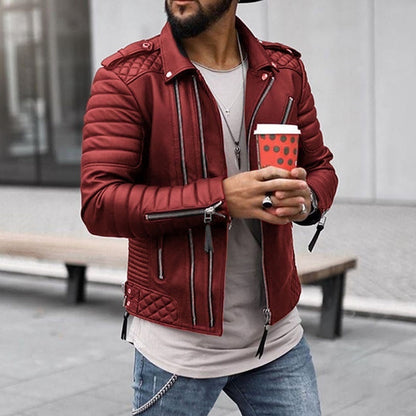 Cazadora Biker Hombre Robusta Invierno Bolsillos Cremallera