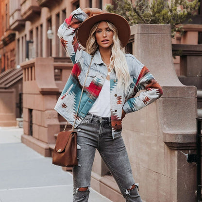 Chaqueta Mujer de Mezclilla Estilo Vintage Ajuste Clásico