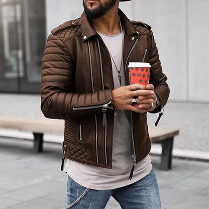 Cazadora Biker Hombre Robusta Invierno Bolsillos Cremallera